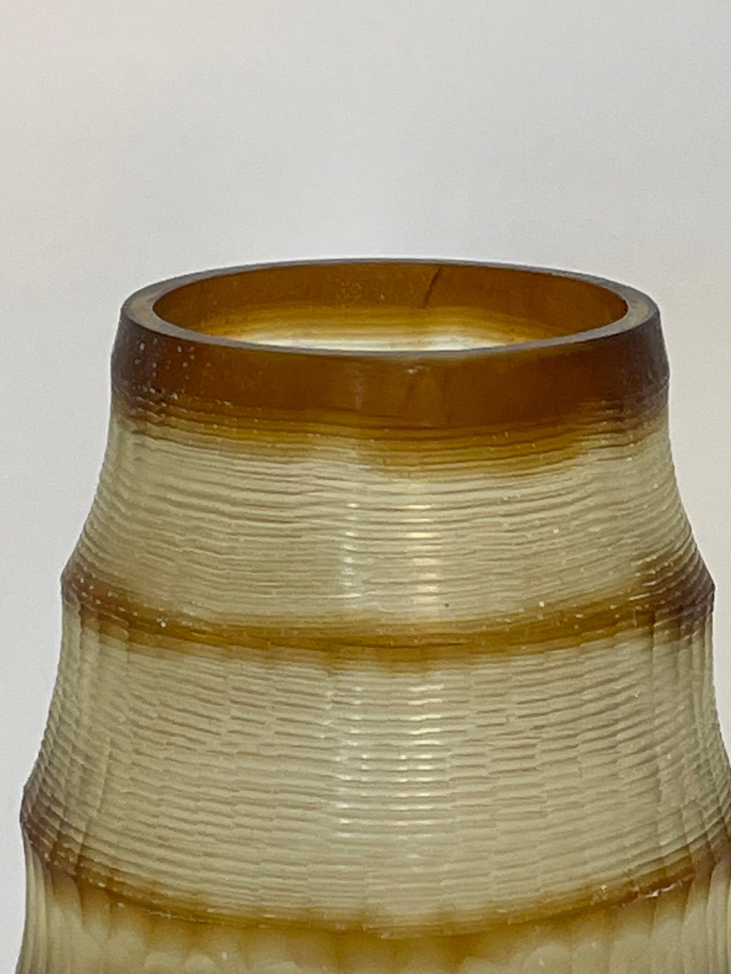 Brown Striped Glass Vase, Romania, Contemporary In New Condition In New York, NY
