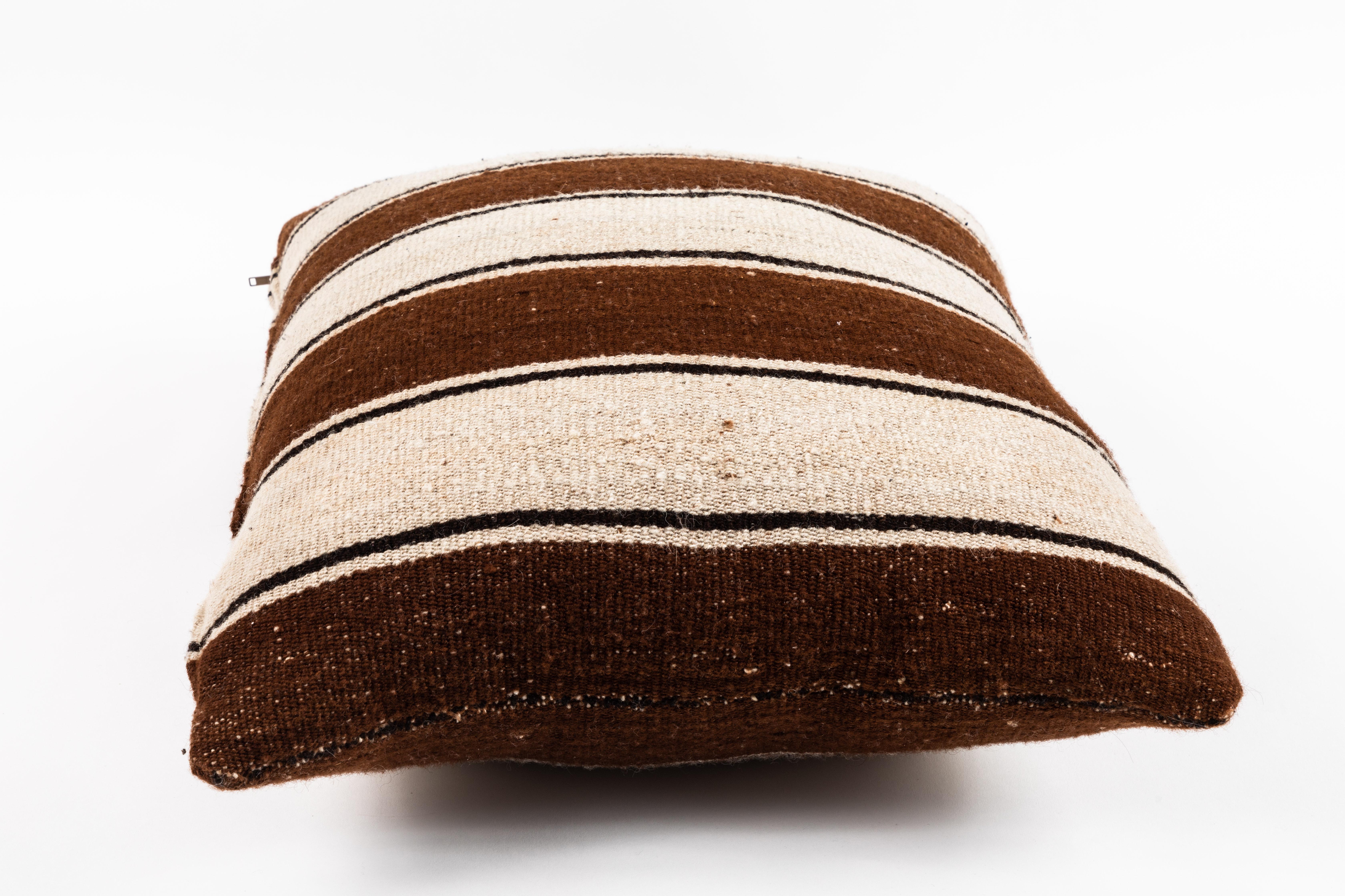 Brown Striped Peruvian Pillow In Good Condition In Chicago, IL