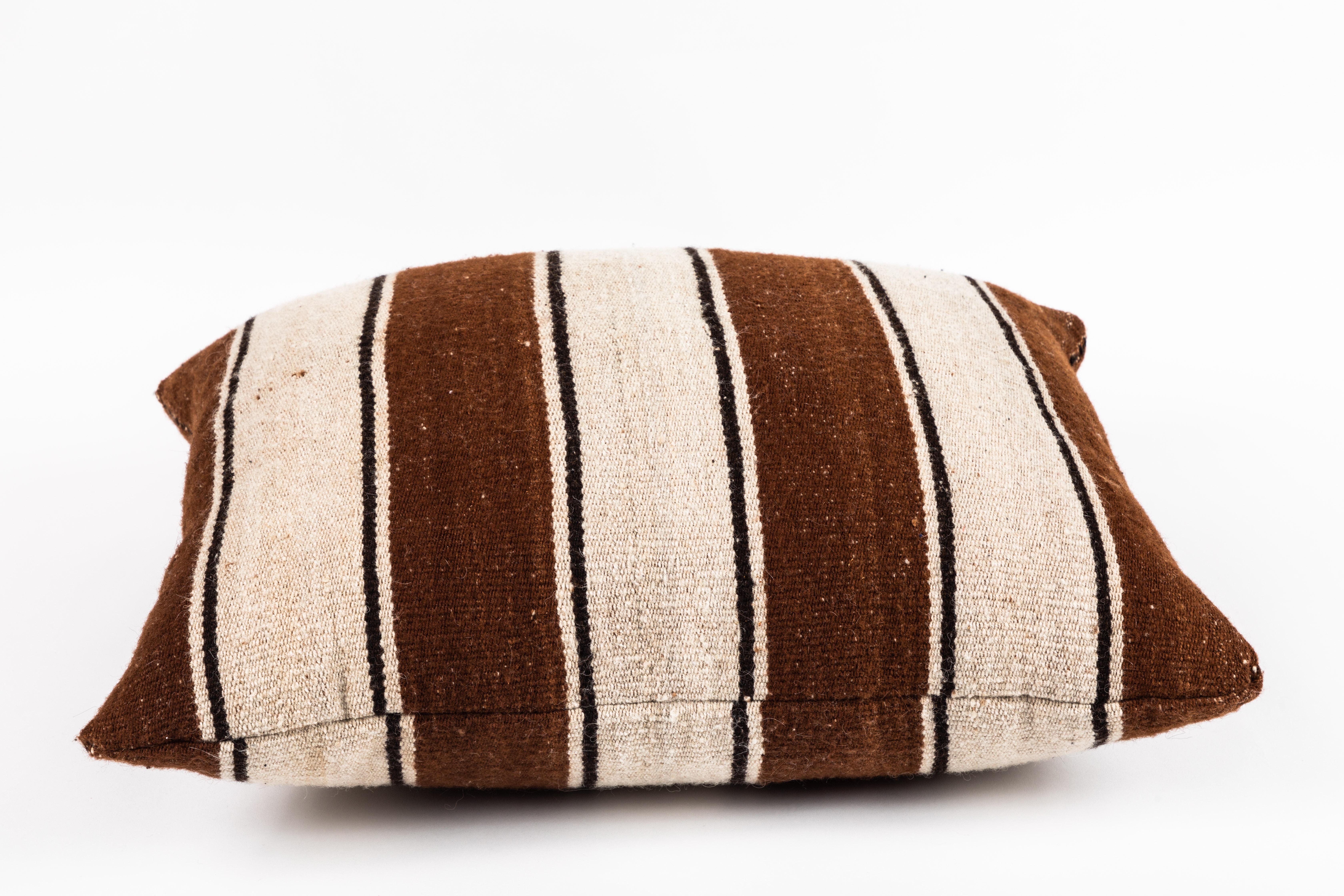 Contemporary Brown Striped Peruvian Pillow