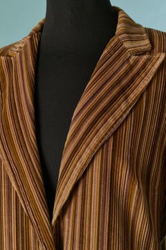 Brown striped velvet single breasted coat VERSACE JEANS COUTURE