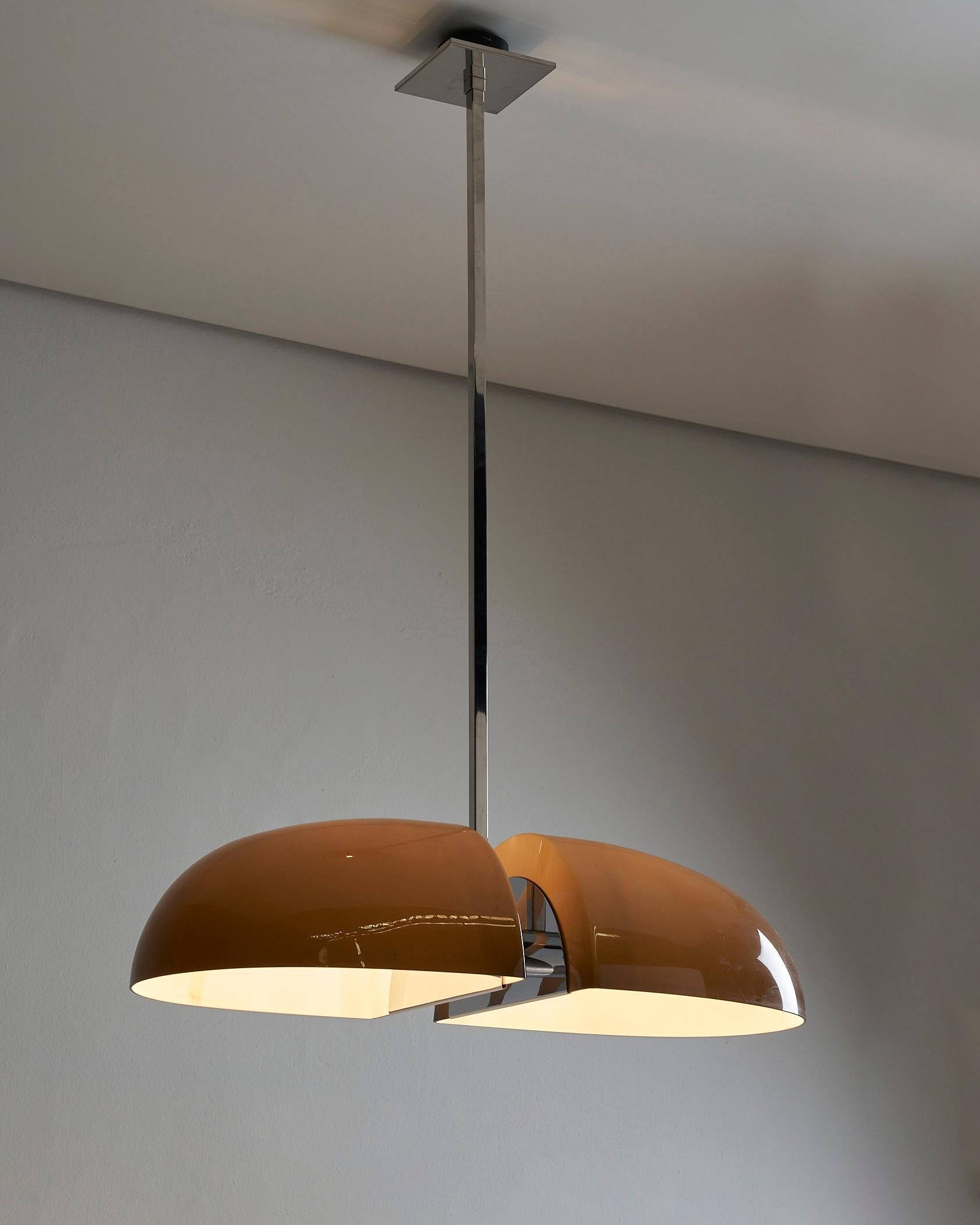 Mid-Century Modern Brown Stylish Fixed Pendant by Lamperti, Italy