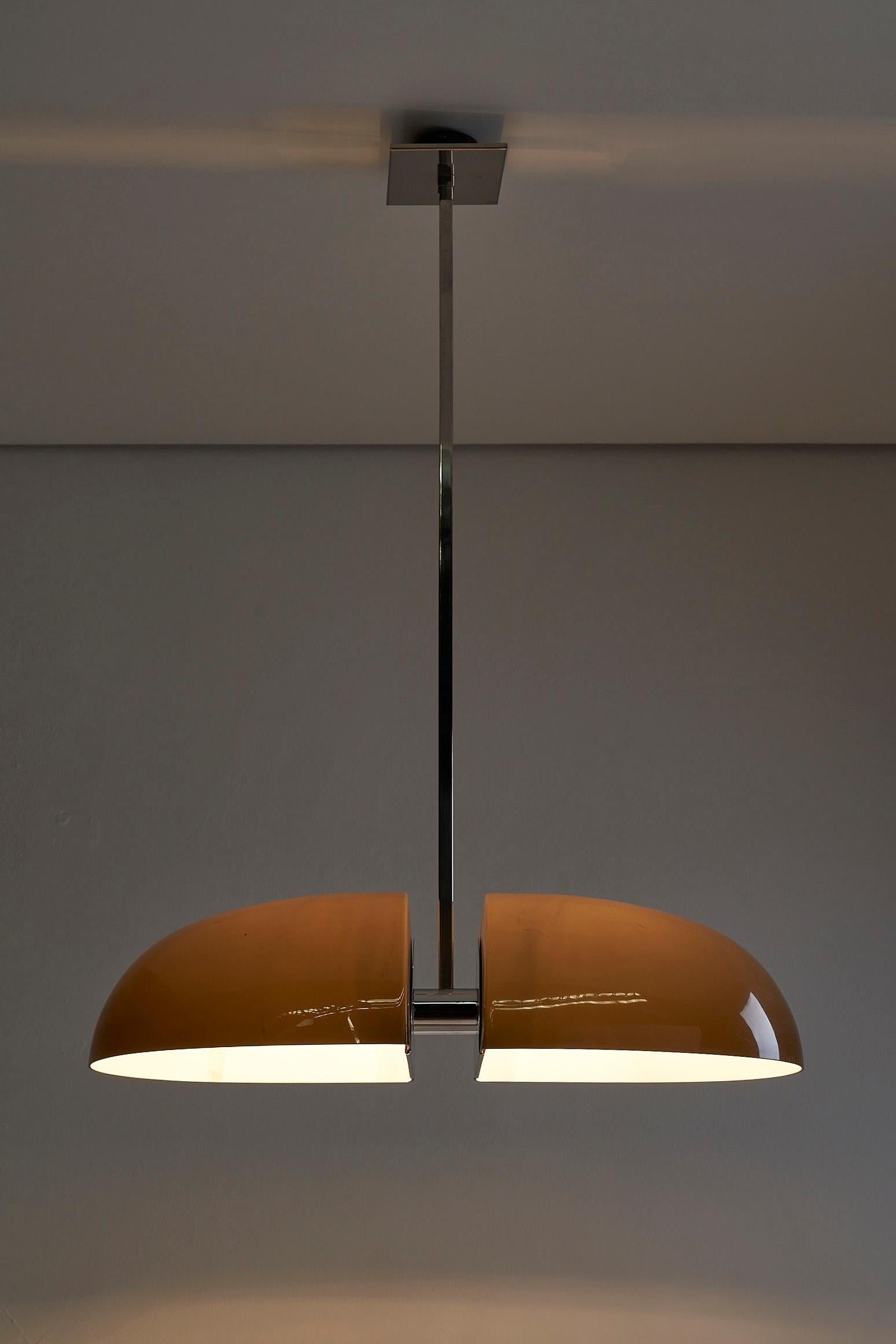 Hand-Crafted Brown Stylish Fixed Pendant by Lamperti, Italy