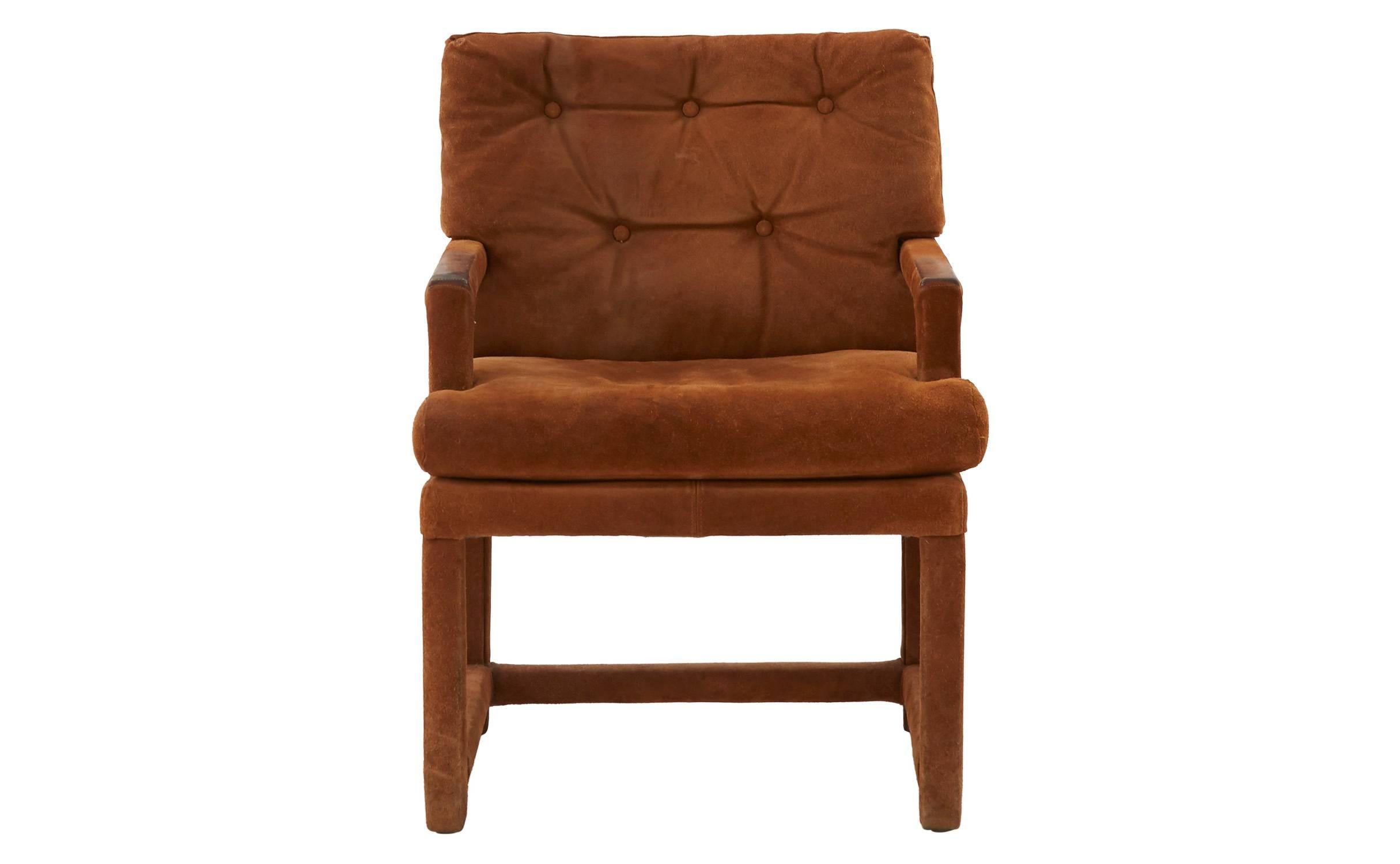 Mid-Century Modern Brown Suede Chairs