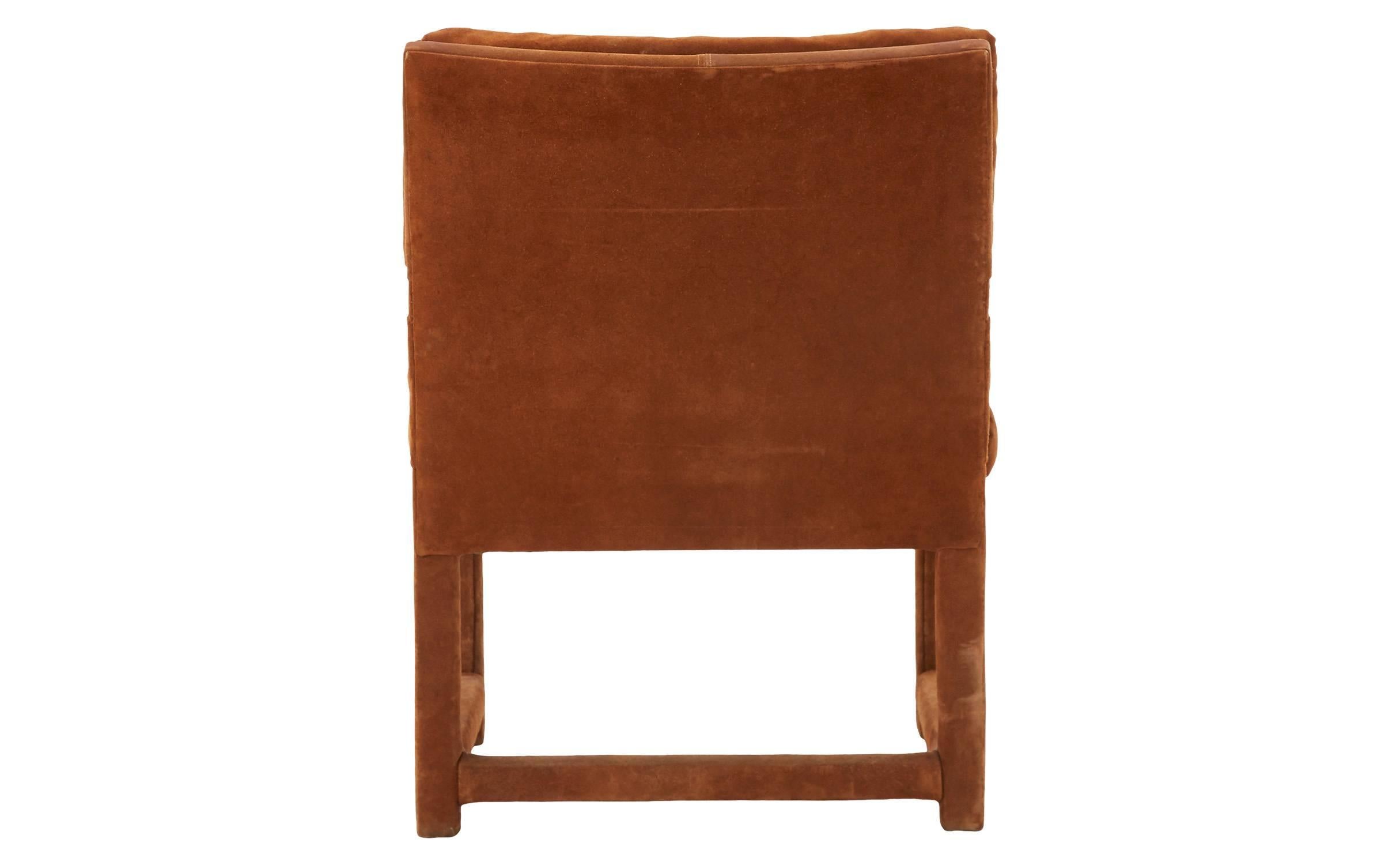 Brown Suede Chairs In Good Condition In Chicago, IL