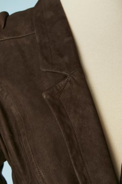 Brown suede dress with cut-work and metallic snap Thierry Mugler