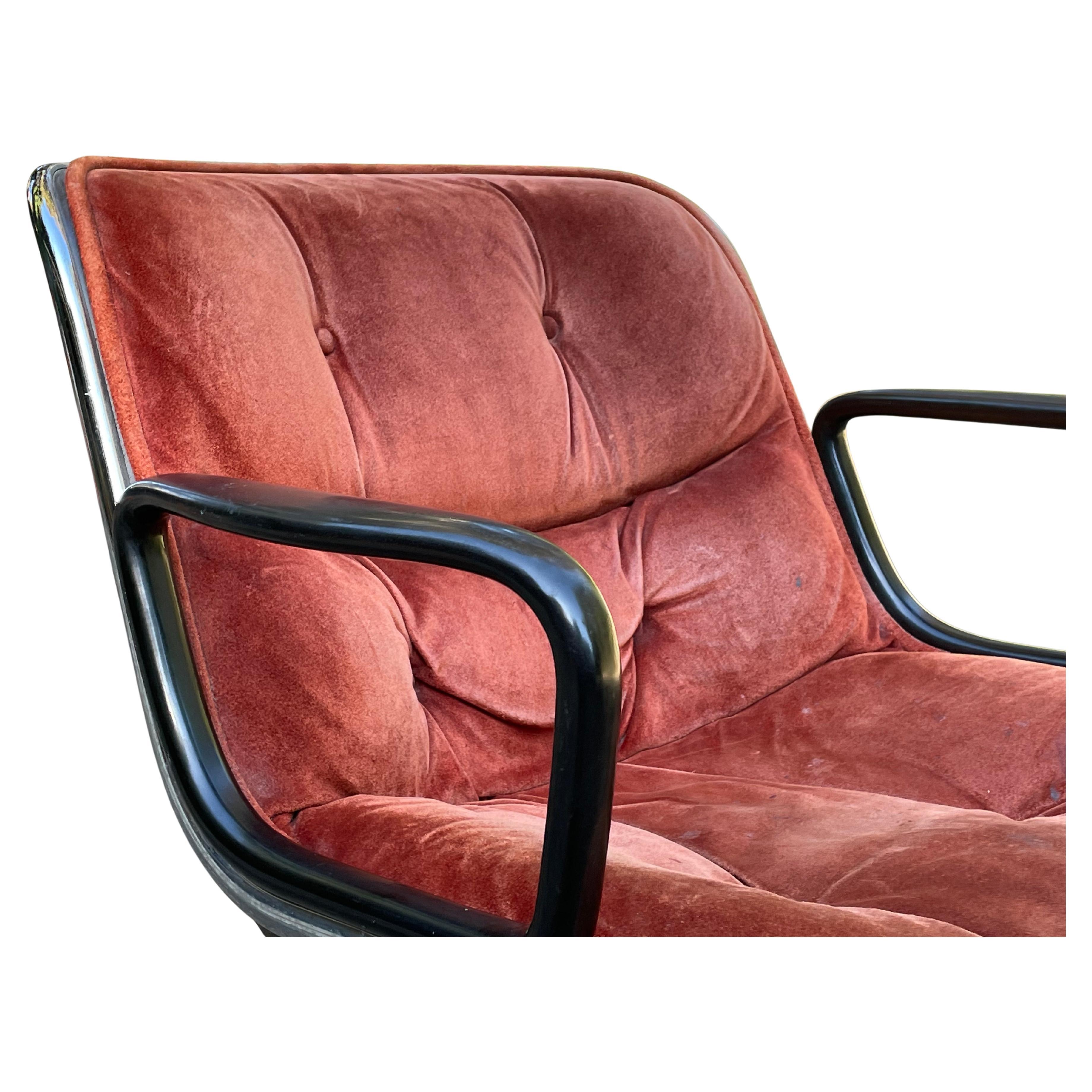 Mid-Century Modern Brown Suede Knoll Pollock Chair. Circa 1970s.