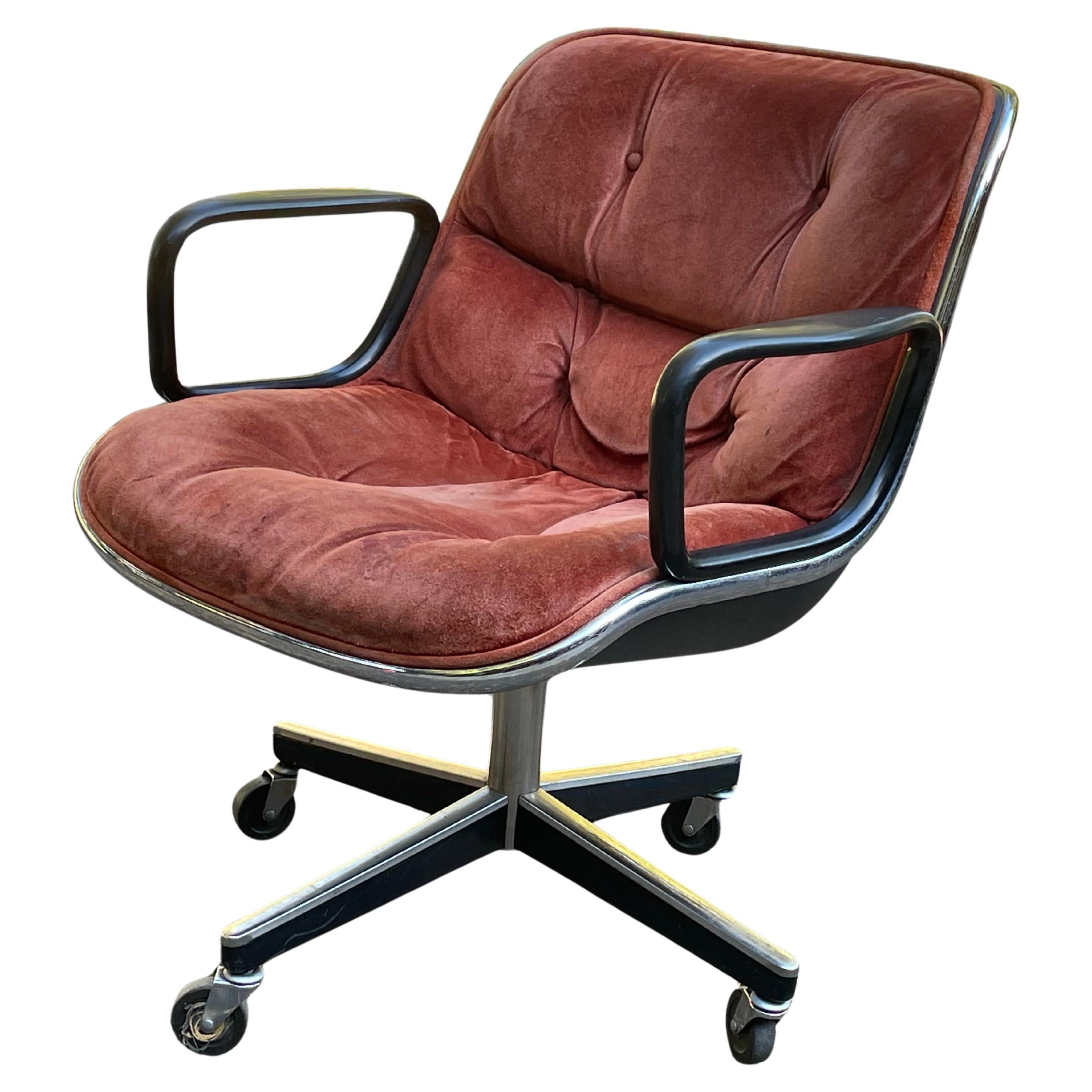 Late 20th Century Brown Suede Knoll Pollock Chair. Circa 1970s.