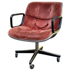 Brown Suede Knoll Pollock Chair. Circa 1970s.
