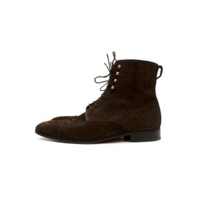 Brown Suede LaceUp Ankle Boots For Sale at 1stDibs
