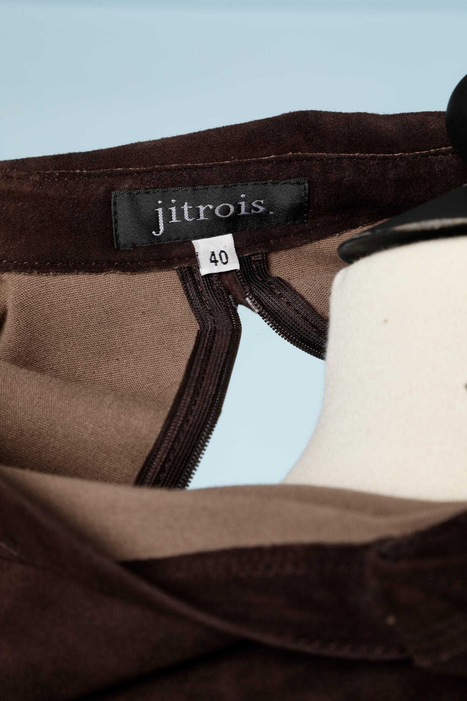 Brown suede mini-dress with belt  Jitrois 2