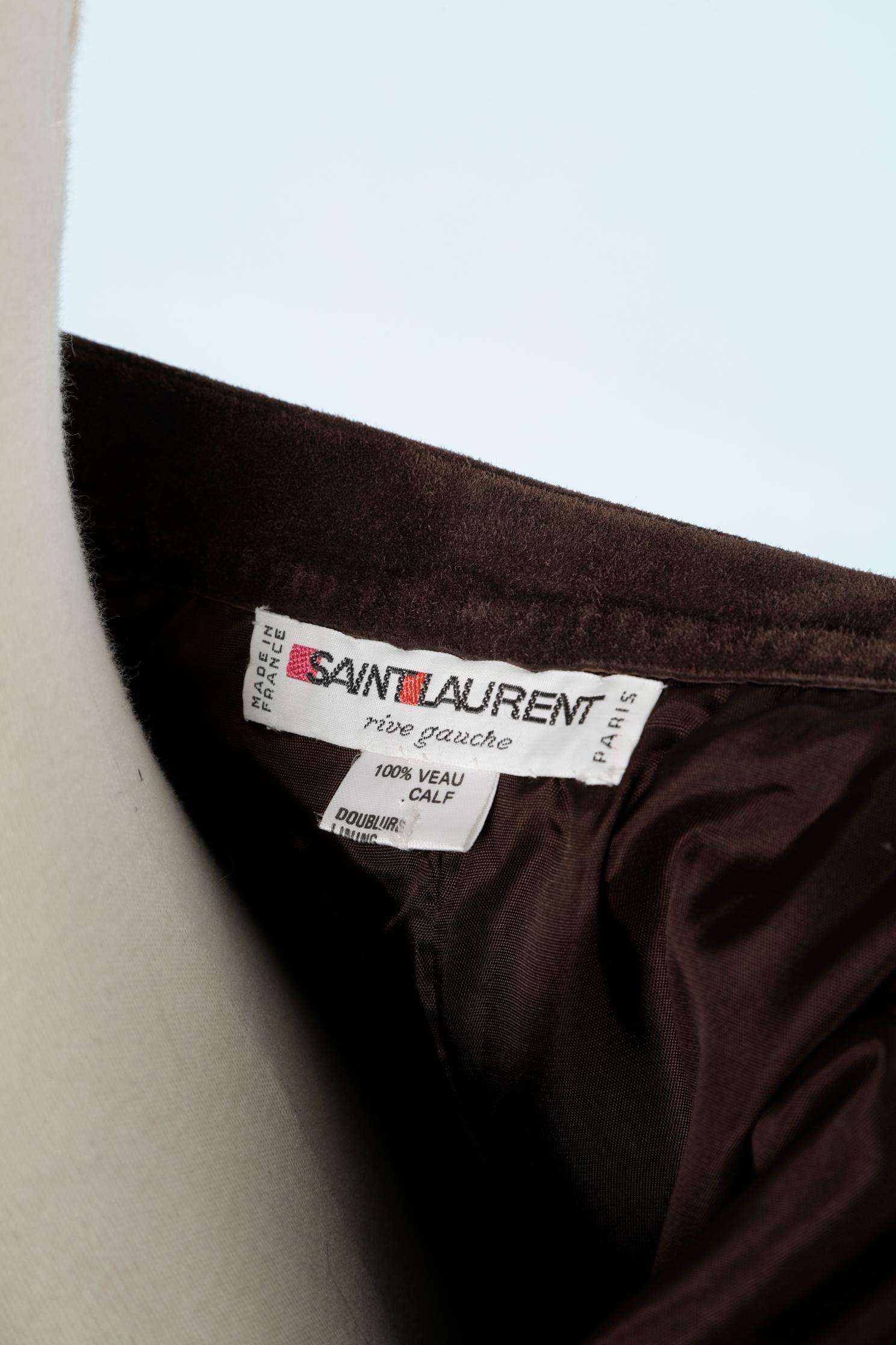 Women's Brown suede pencil skirt Saint Laurent Rive Gauche 