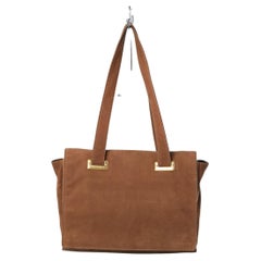 Brown suede shoulder bag with flap and gold metal hardware Céline 