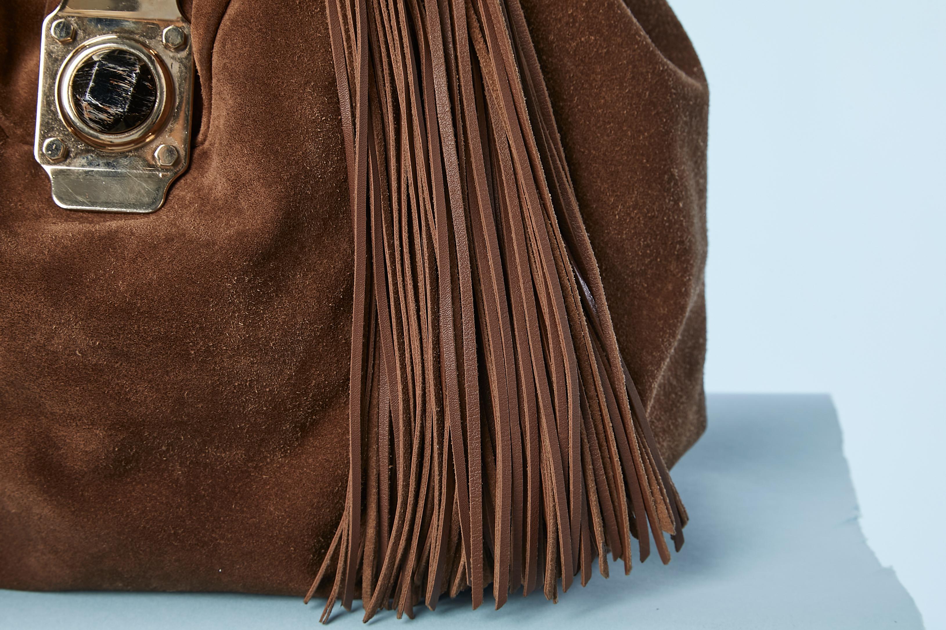 Brown suede shoulder bag with suede fringes Céline  In Fair Condition For Sale In Saint-Ouen-Sur-Seine, FR