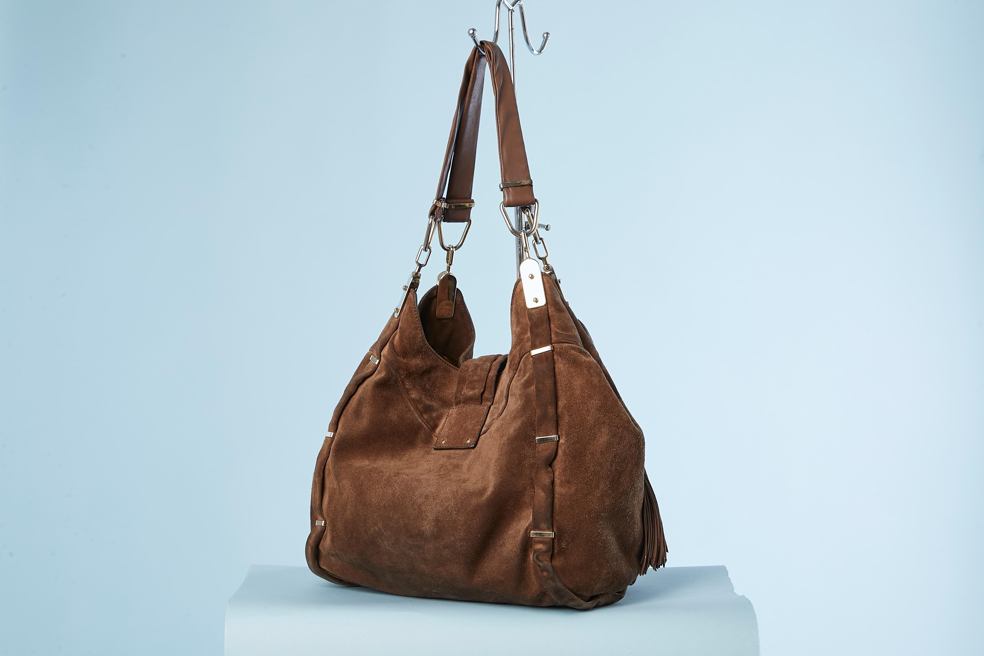Women's or Men's Brown suede shoulder bag with suede fringes Céline  For Sale