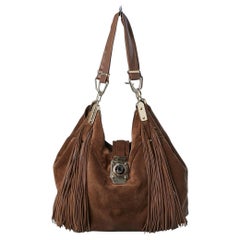 Brown suede shoulder bag with suede fringes Céline 
