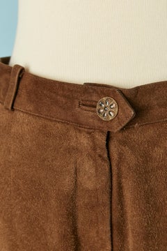 Brown suede top-stitched trouser CHANEL BOUTIQUE