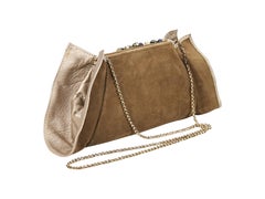 Brown Swarovski Suede Embellished Clutch