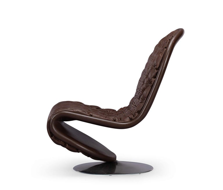 Brown System 1-2-3 Lounge Chair by Verner Panton for Fritz Hansen, 1970s For Sale 3