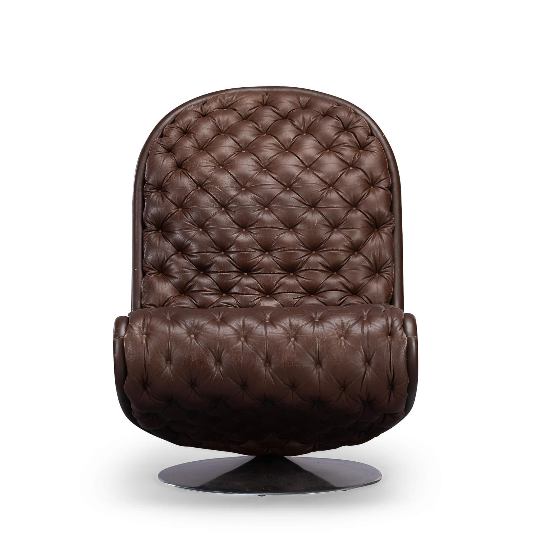 Mid-Century Modern Brown System 1-2-3 Lounge Chair by Verner Panton for Fritz Hansen, 1970s