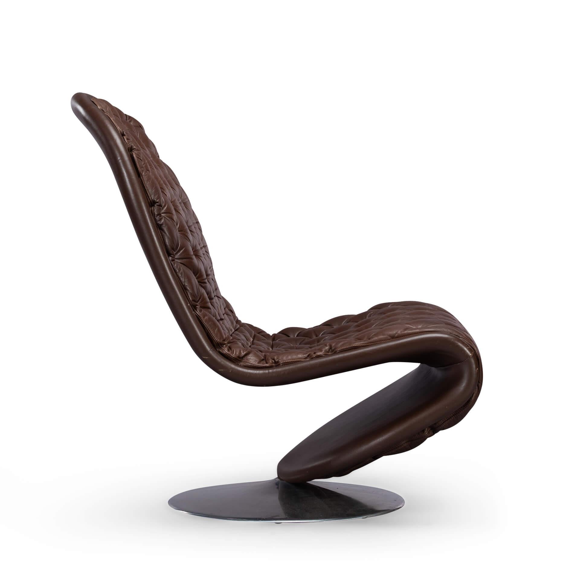 Danish Brown System 1-2-3 Lounge Chair by Verner Panton for Fritz Hansen, 1970s