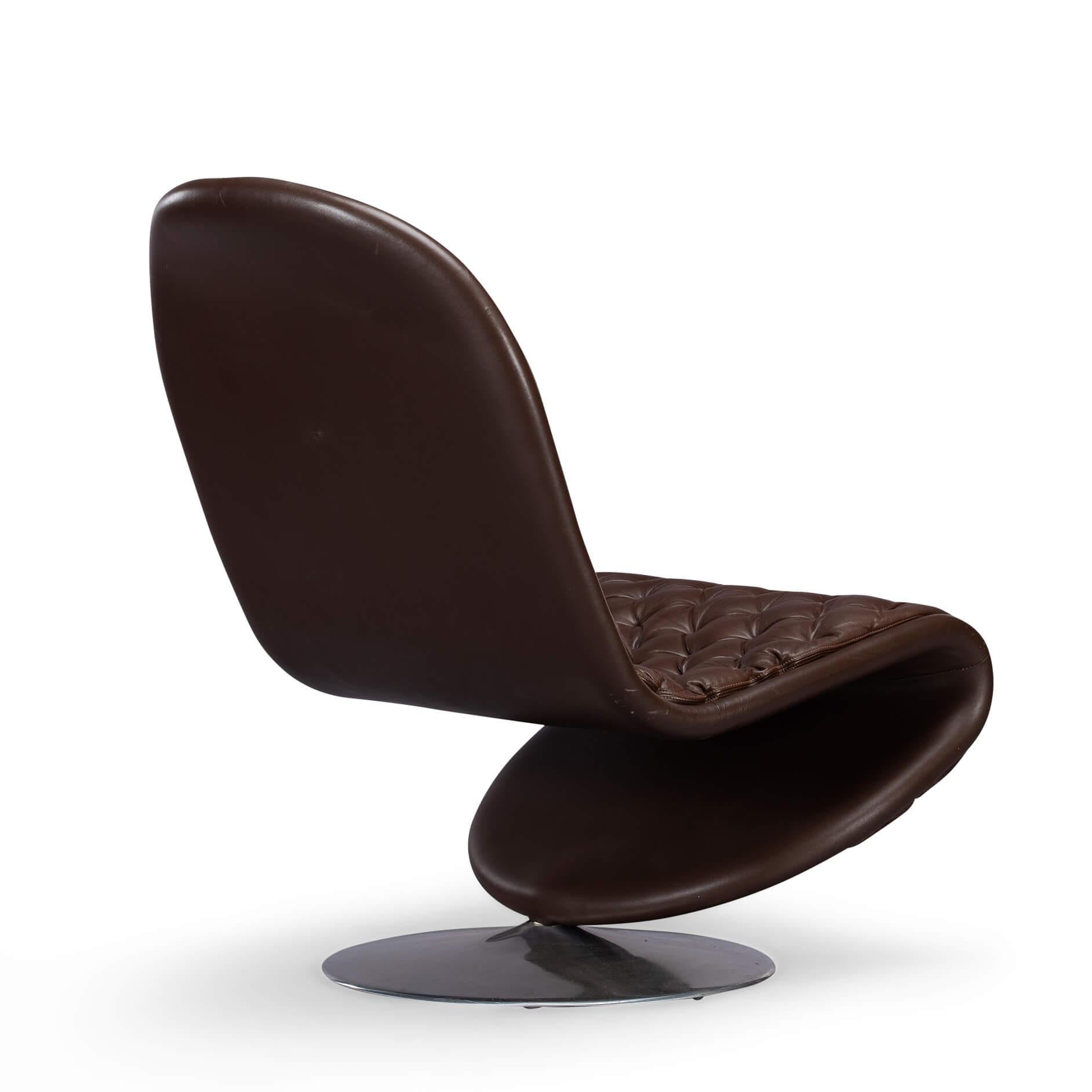 Brown System 1-2-3 Lounge Chair by Verner Panton for Fritz Hansen, 1970s In Good Condition In Elshout, NL