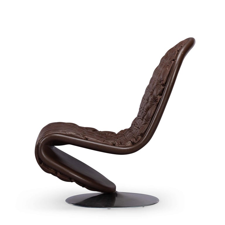 Brown System 1-2-3 Lounge Chair by Verner Panton for Fritz Hansen, 1970s For Sale 1