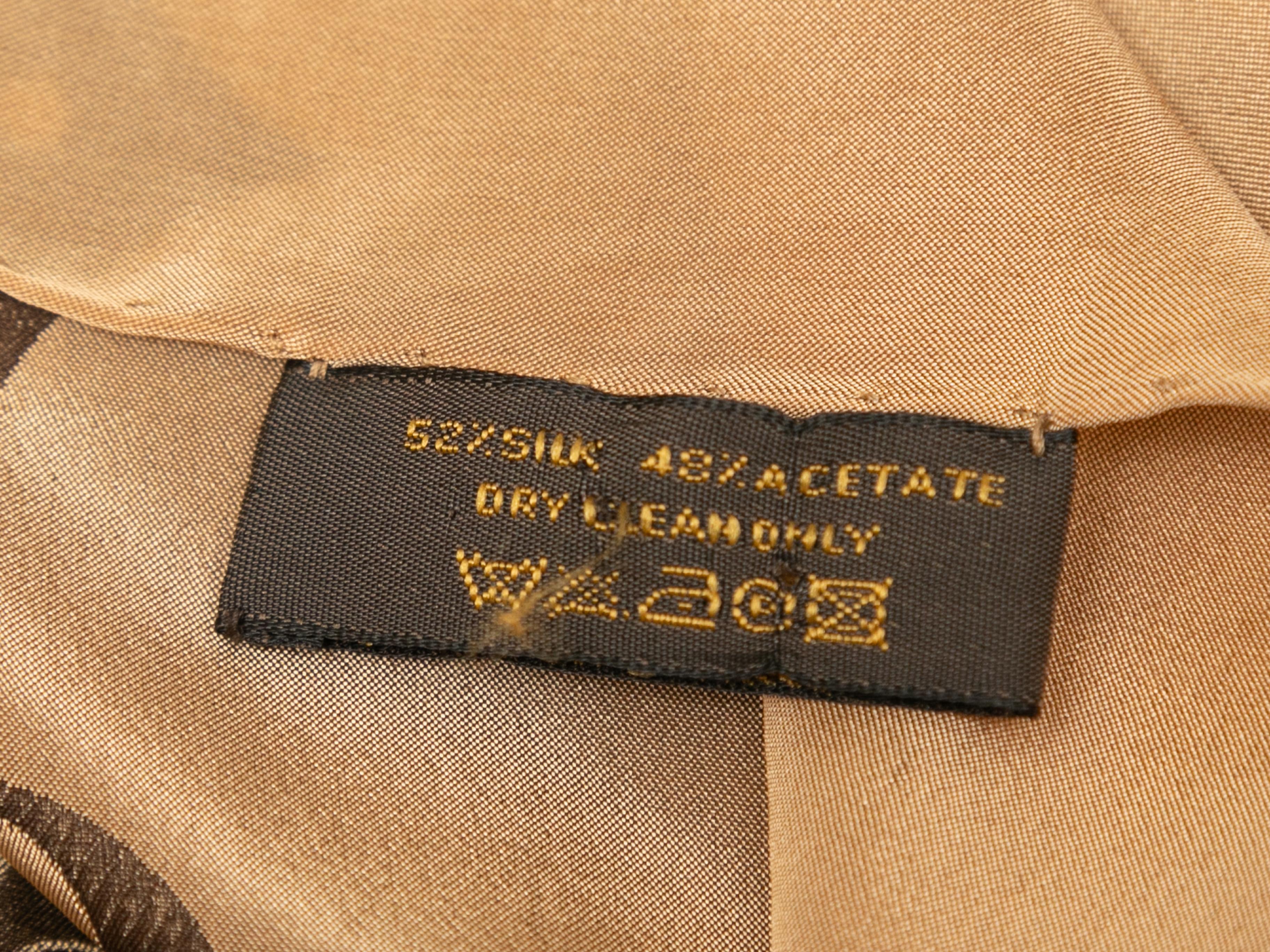Women's Brown & Tan Louis Vuitton Printed Silk Chiffon Scarf