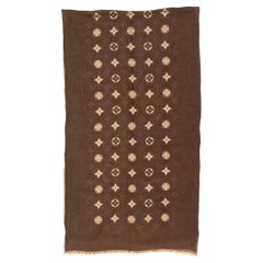 Brown & Tan Louis Vuitton Printed Silk Chiffon Scarf