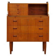 Brown Teak Secretaire Vintage Danish Design Classic, 1960s