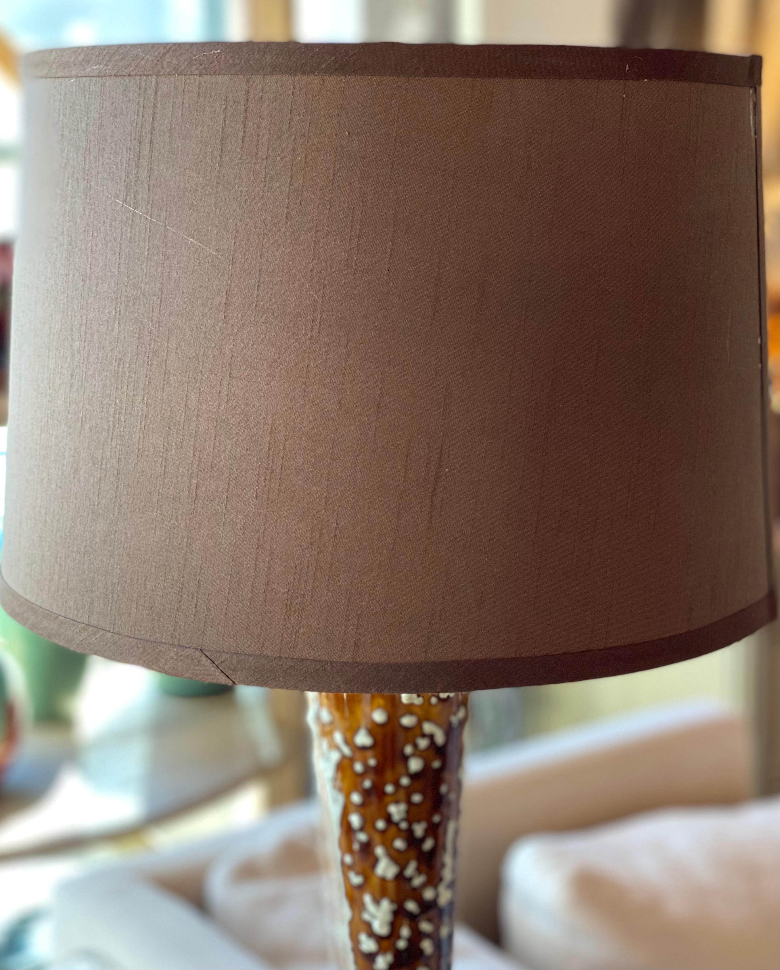 Contemporary Brown Textured Ceramic Lamp