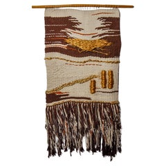 Brown Textured Macrame Wall Tapestry, Spain, 1970s