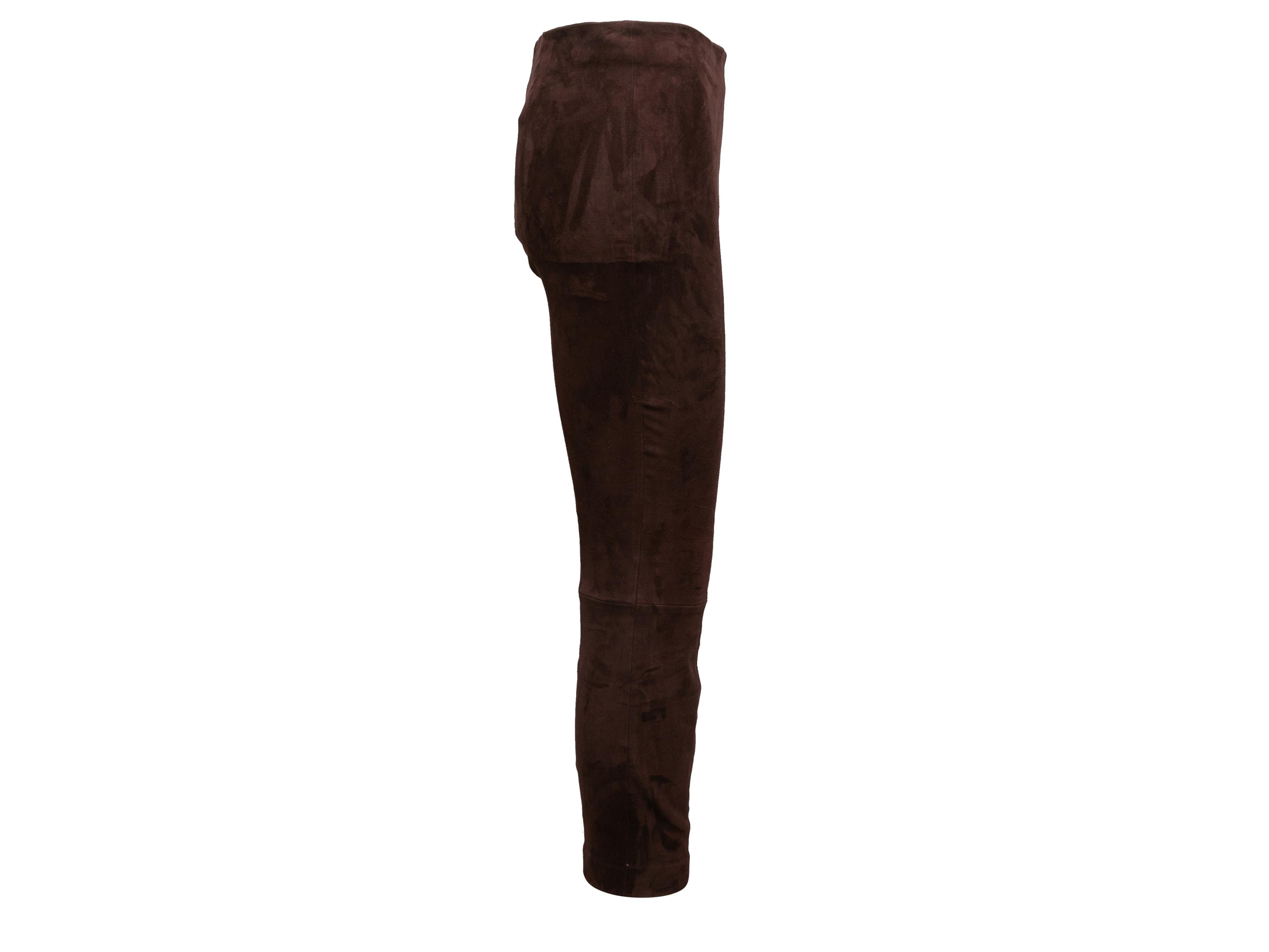 Women's Brown The Row Suede Skinny-Leg Pants Size US 4 For Sale