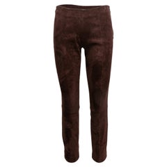 Pantalon skinny en daim The Row, marron Taille 4