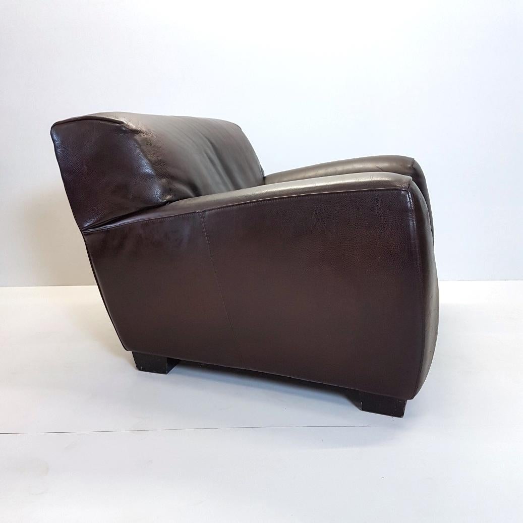 Brown Thick High Quality Leather Lounge Chair 'Fat Boy' by Molinari In Good Condition In Valkenswaard, NL