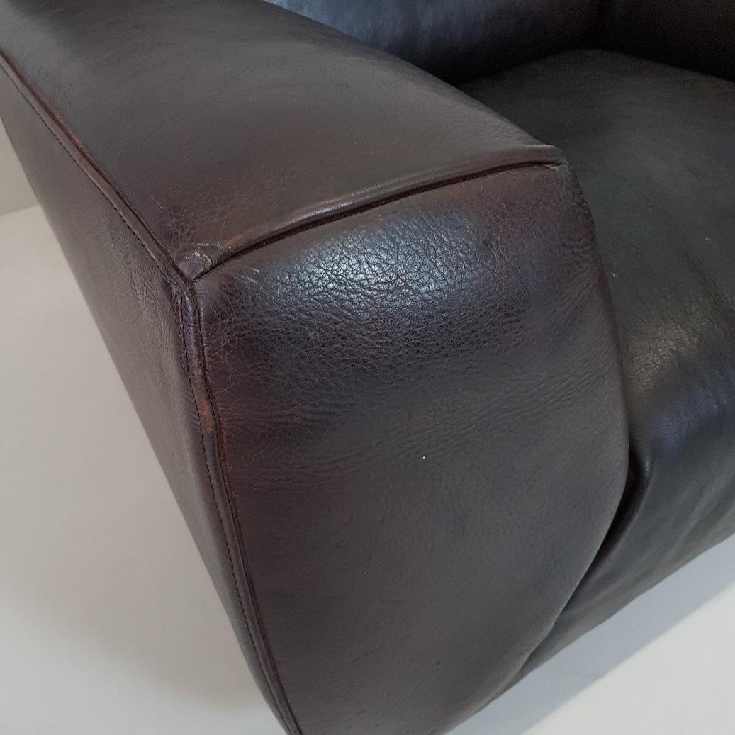 20th Century Brown Thick High Quality Leather Lounge Chair 'Fat Boy' by Molinari