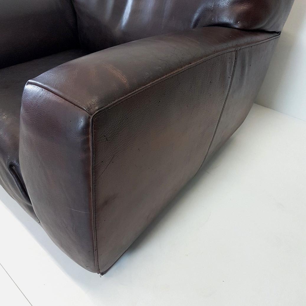 Brown Thick High Quality Leather Lounge Chair 'Fat Boy' by Molinari 1