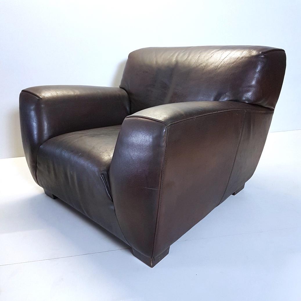 Brown Thick High Quality Leather Lounge Chair 'Fat Boy' by Molinari 2