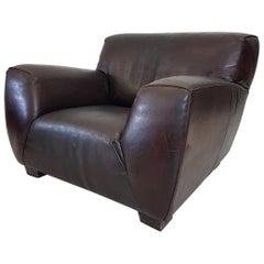 Brown Thick High Quality Leather Lounge Chair 'Fat Boy' by Molinari