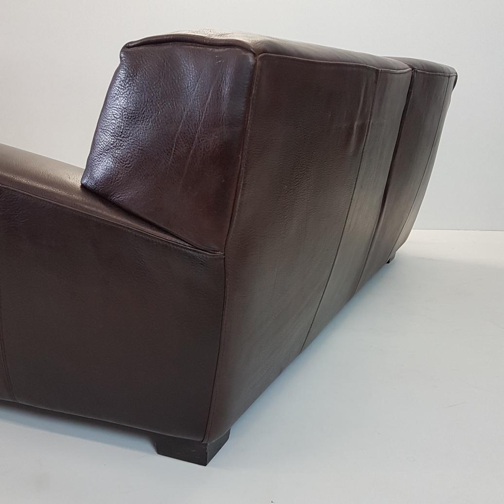 Brown Thick High Quality Leather Two-Seat Sofa 'Fat Boy' by Molinari 3