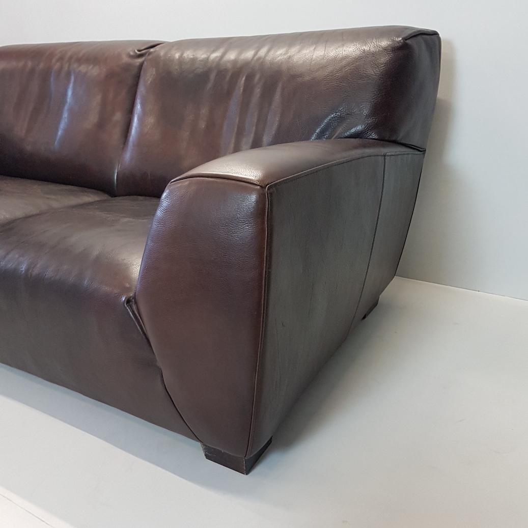 Brown Thick High Quality Leather Two-Seat Sofa 'Fat Boy' by Molinari In Good Condition In Valkenswaard, NL