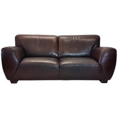 Brown Thick High Quality Leather Two-Seat Sofa 'Fat Boy' by Molinari
