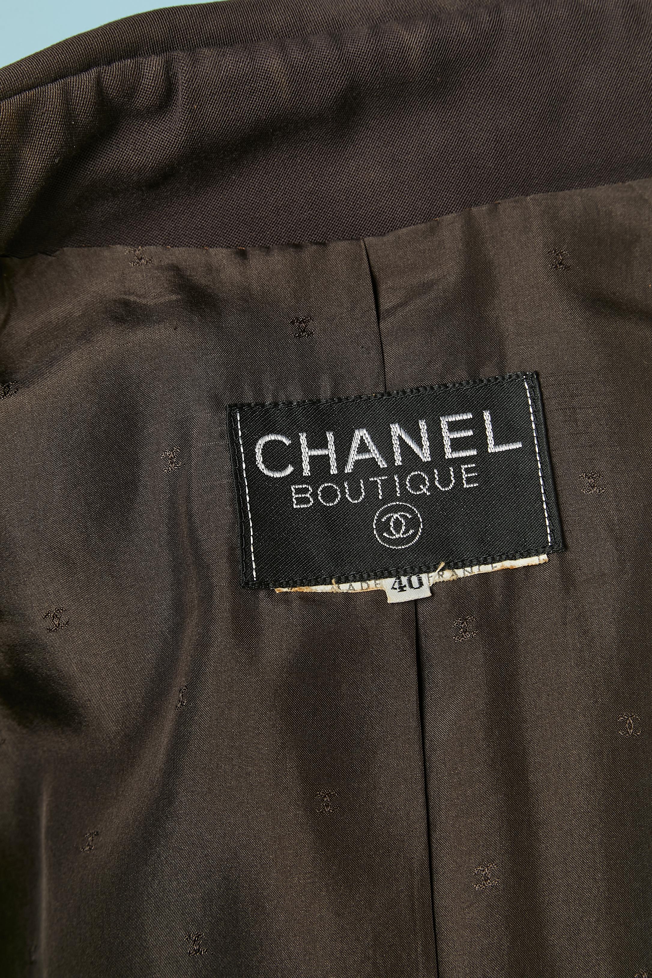 Brown thin wool skirt suit with 