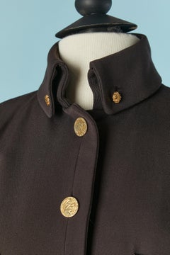 Brown thin wool skirt suit with " elephant" button CHANEL Boutique