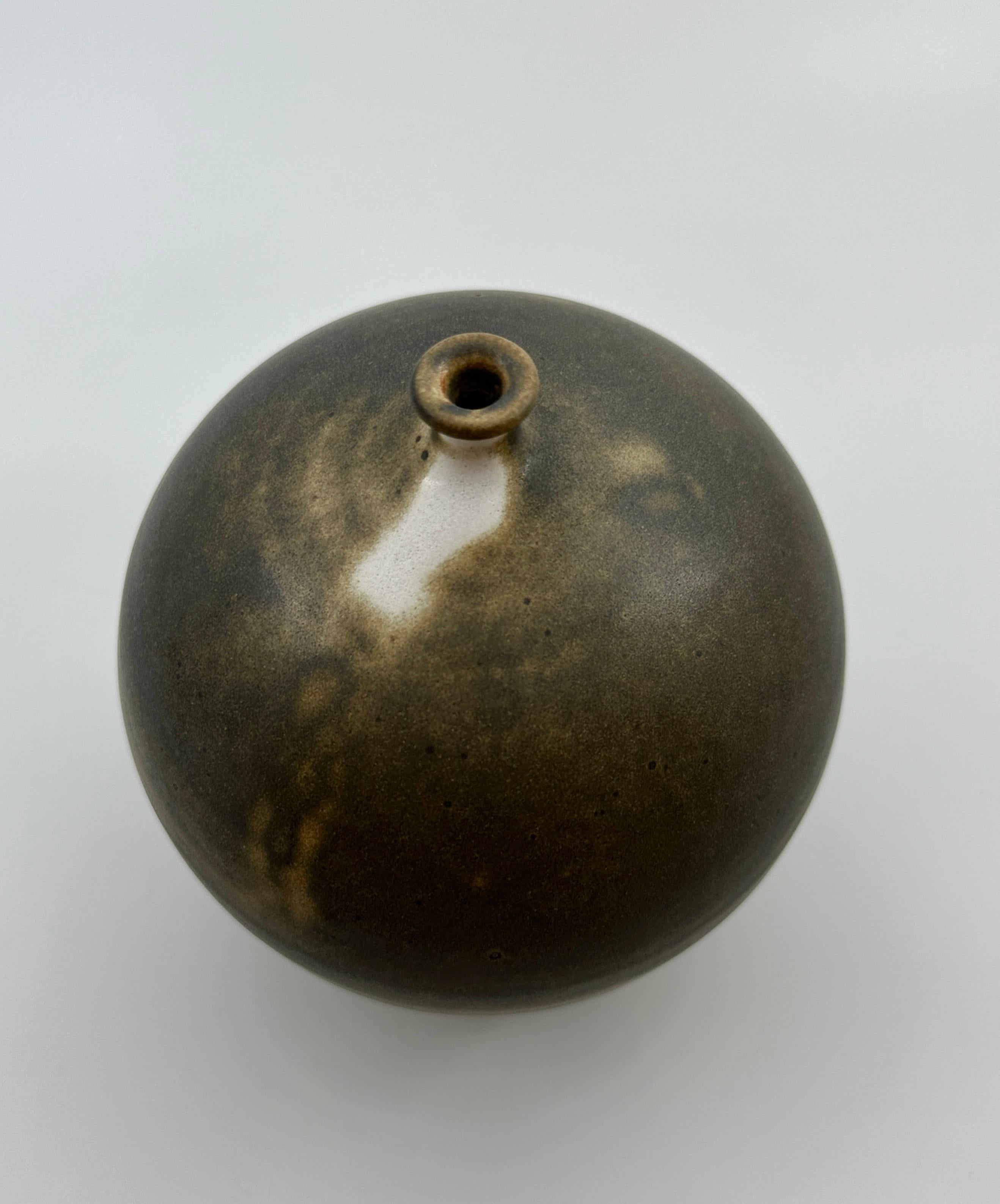 Turned Brown tiny neck vessel no. 35 For Sale