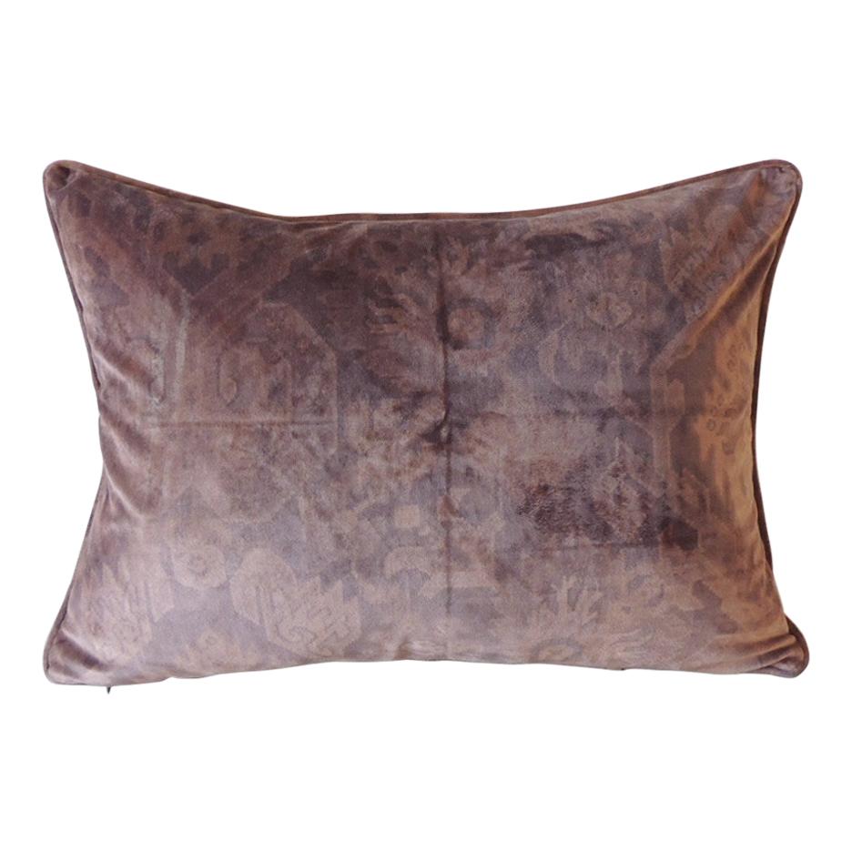 Vintage Art Nouveau Style Gold and Red on Cotton Velvet Bolster Pillow