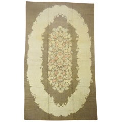 Brown Tone Palace Size American Hook Floral Rose Rug