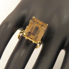 Brown Topaz 18 Karat Yellow Gold Vintage Cocktail Ring Handcrafted in Italy