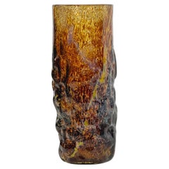 Vase aus braunem, schildpattfarbenem, strukturiertem Kunstglas von Mdina, 1970er Jahre