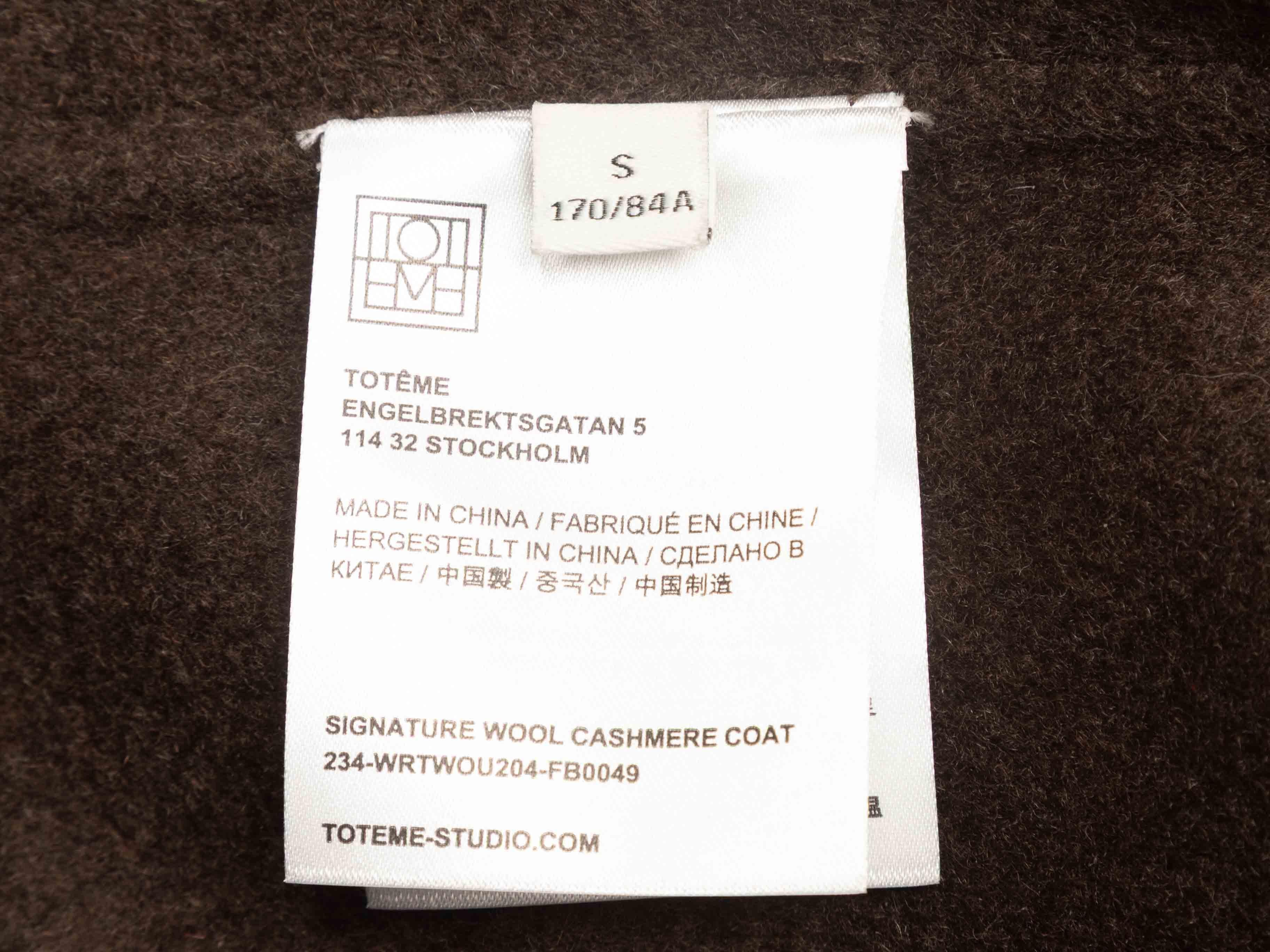 Cappotto lungo in lana e cashmere marrone Toteme taglia US S in vendita 2