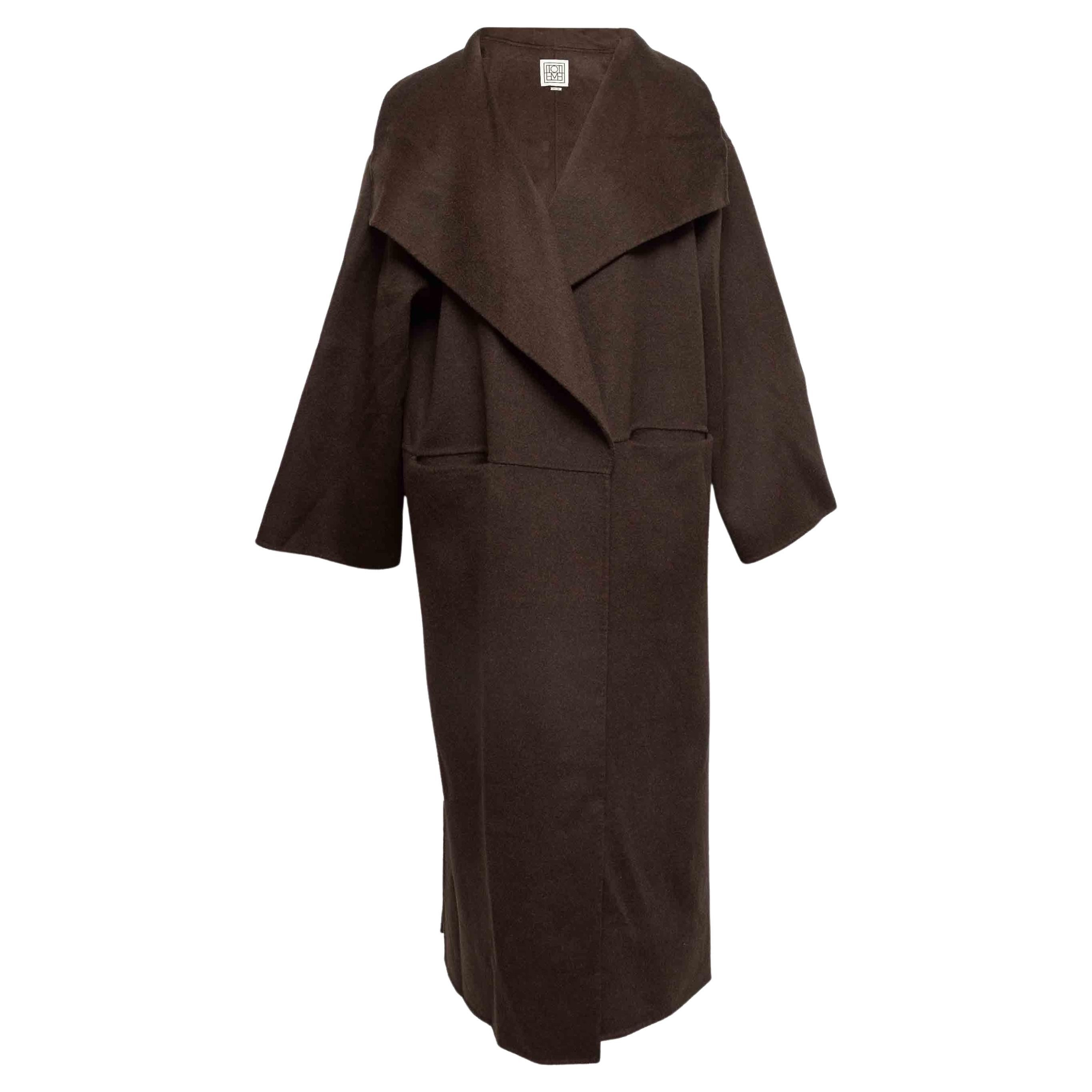 Cappotto lungo in lana e cashmere marrone Toteme taglia US S in vendita